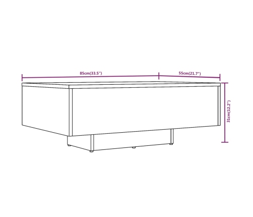 Mesa de centro madera contrachapada roble ahumado 85x55x31 cm