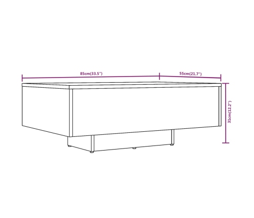 Mesa de centro madera de ingeniería roble marrón 85x55x31 cm