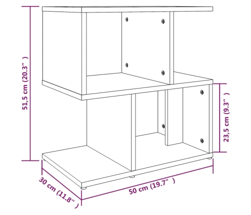 Mesita de noche madera contrachapada roble ahumado 50x30x51,5cm