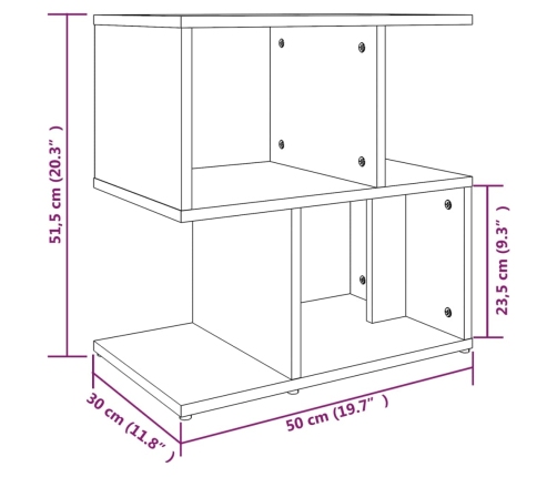 vidaXL Mesita de noche madera contrachapada marrón roble 50x30x51,5cm