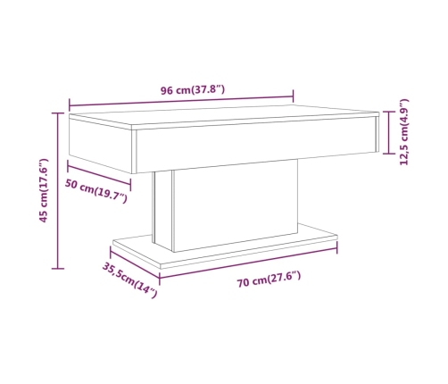 Mesa de centro madera contrachapada roble ahumado 96x50x45 cm