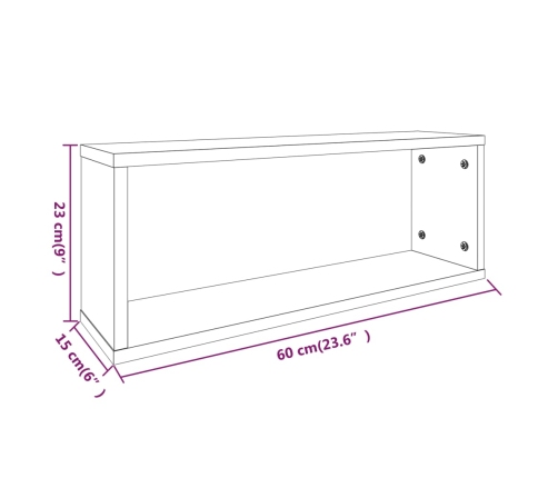 vidaXL Estantes cúbicos de pared 2 uds madera roble ahumado 60x15x23cm