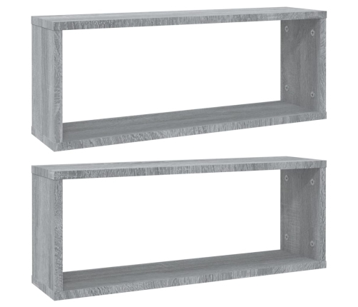 Estantes cúbicos de pared 2 uds madera gris Sonoma 60x15x23 cm