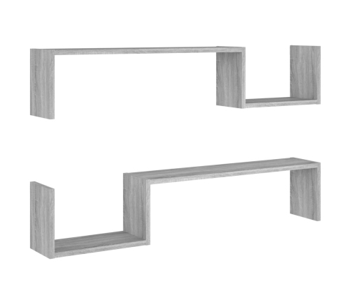 vidaXL Estantes de pared 2 uds madera gris Sonoma 100x15x20 cm