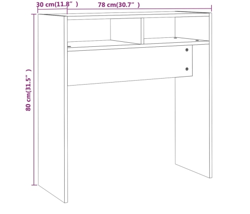 Mesa consola madera contrachapada roble ahumado 78x30x80 cm