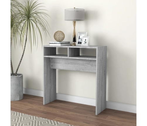 Mesa consola madera contrachapada gris Sonoma 78x30x80 cm