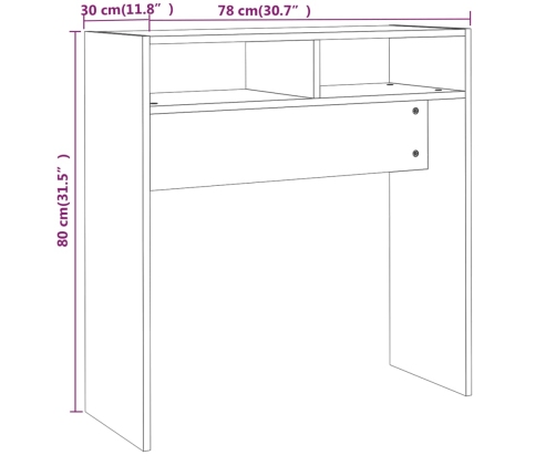 Mesa consola madera contrachapada gris Sonoma 78x30x80 cm