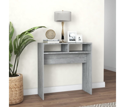 Mesa consola madera contrachapada gris Sonoma 78x30x80 cm