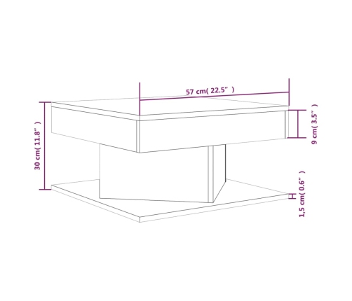 vidaXL Mesa de centro madera contrachapada roble ahumado 57x57x30 cm