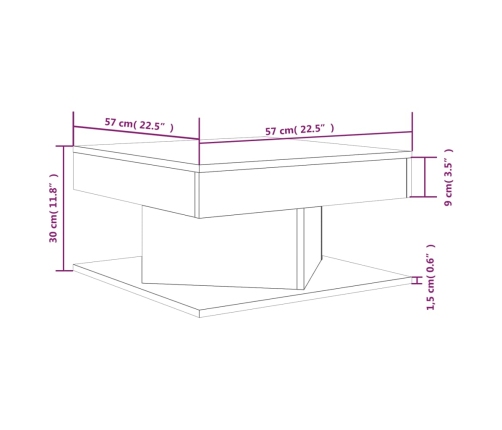 Mesa de centro madera de ingeniería roble marrón 57x57x30 cm