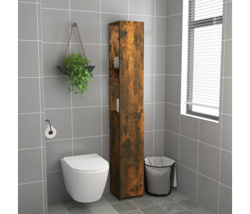 Armario baño madera contrachapada roble ahumado 25x26,5x170 cm