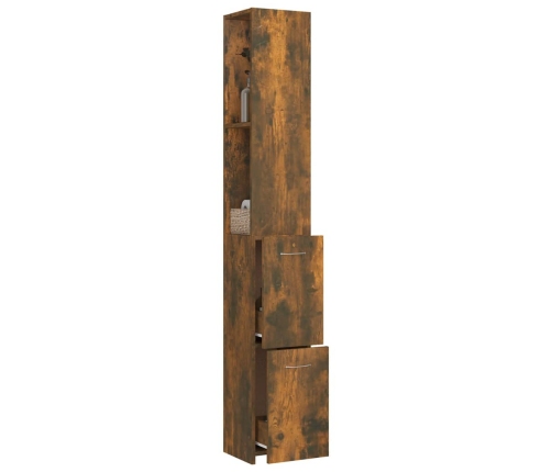 Armario baño madera contrachapada roble ahumado 25x26,5x170 cm