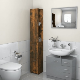 Armario baño madera contrachapada roble ahumado 25x26,5x170 cm