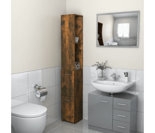 Armario baño madera contrachapada roble ahumado 25x26,5x170 cm