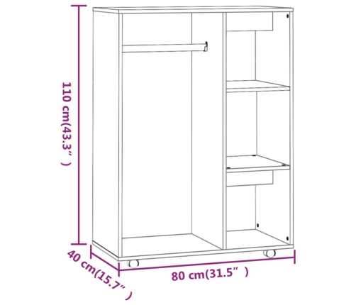 Armario madera contrachapada color roble ahumado 80x40x110 cm