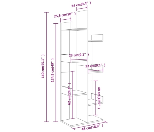 vidaXL Estantería madera contrachapada roble ahumado 48x25,5x140 cm