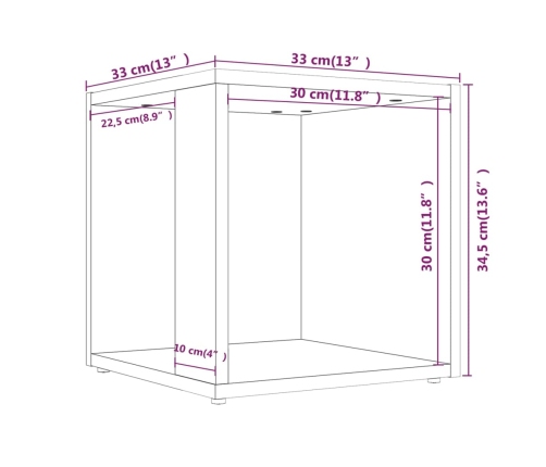 Mesa auxiliar madera contrachapada roble ahumado 33x33x34,5 cm