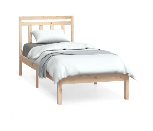 Estructura de cama individual pequeña madera maciza 75x190 cm