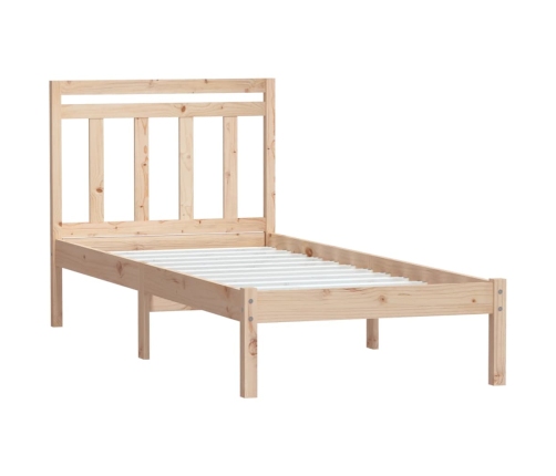 Estructura de cama individual pequeña madera maciza 75x190 cm