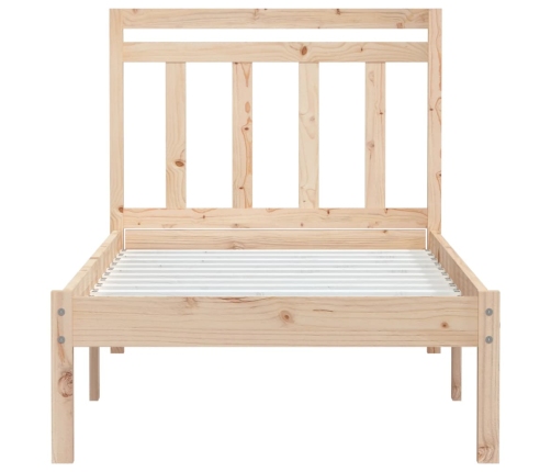 Estructura de cama individual pequeña madera maciza 75x190 cm