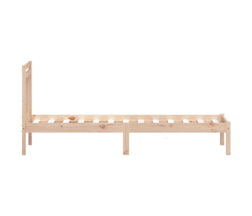 Estructura de cama individual pequeña madera maciza 75x190 cm