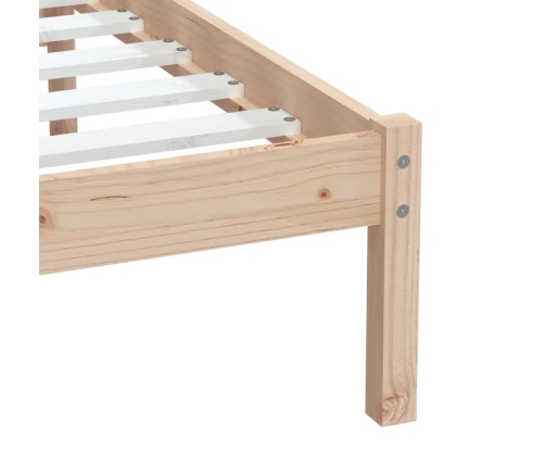 Estructura de cama individual pequeña madera maciza 75x190 cm