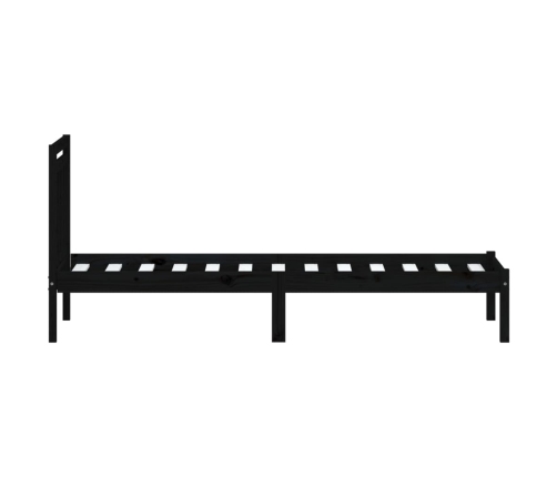 Estructura cama madera maciza individual negro 75x190 cm