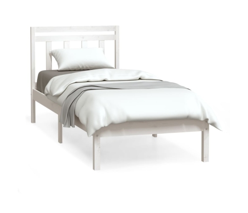 Estructura de cama individual de madera maciza blanco 90x190 cm