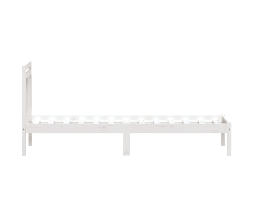 Estructura de cama individual de madera maciza blanco 90x190 cm