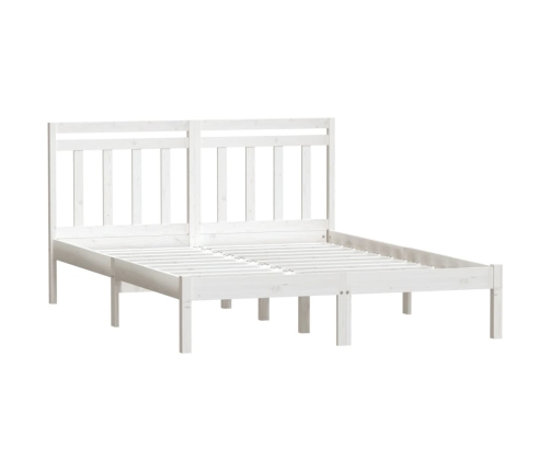 Estructura de cama doble de madera maciza blanco 135x190 cm