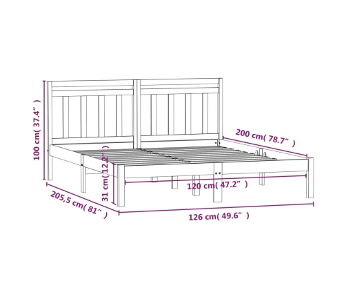 Estructura de cama madera maciza de pino 120x200 cm