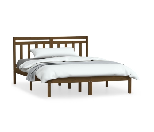 Estructura de cama madera maciza de pino marrón miel 120x200 cm