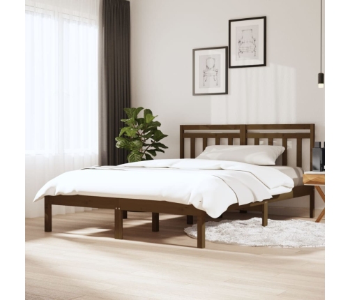 Estructura de cama madera maciza de pino marrón miel 120x200 cm