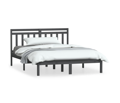 Estructura de cama de madera maciza gris 150x200 cm