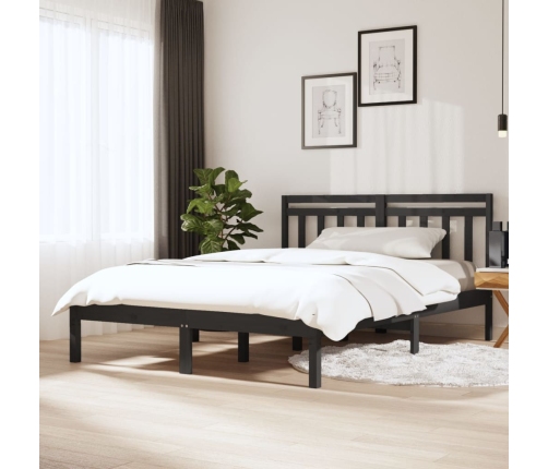 Estructura de cama de madera maciza gris 150x200 cm