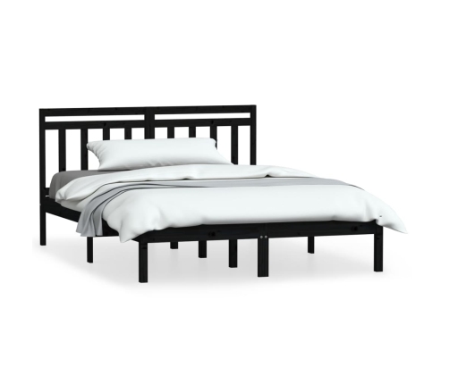 Estructura de cama de madera maciza negro 150x200 cm