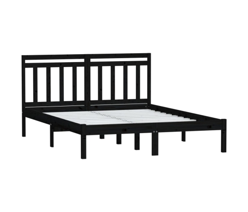 Estructura de cama de madera maciza negro 150x200 cm