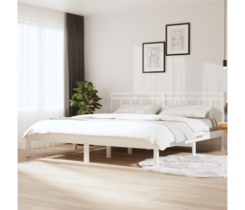 Estructura de cama madera maciza de pino blanco 200x200 cm