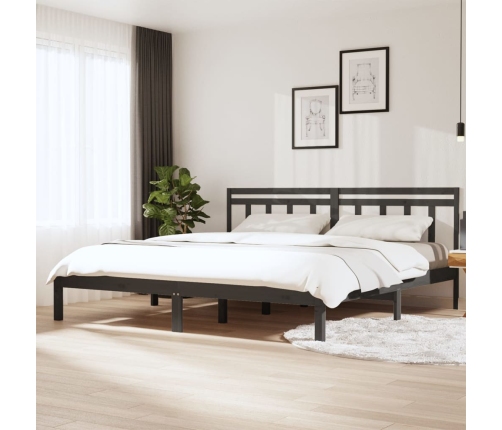 Estructura de cama de madera maciza de pino gris 200x200 cm