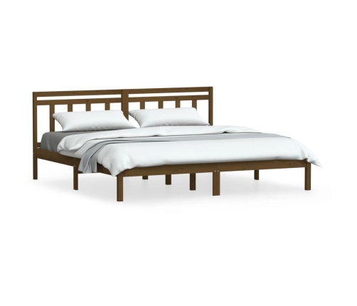 Estructura de cama madera maciza de pino marrón miel 200x200 cm