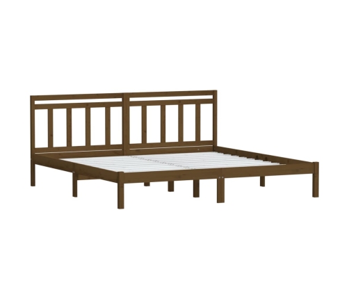 Estructura de cama madera maciza de pino marrón miel 200x200 cm