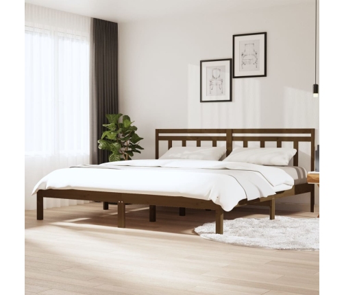 Estructura de cama madera maciza de pino marrón miel 200x200 cm
