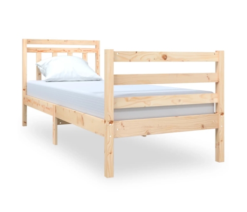 Estructura de cama individual pequeña madera maciza 75x190 cm