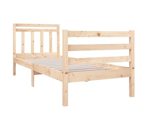 Estructura de cama individual pequeña madera maciza 75x190 cm