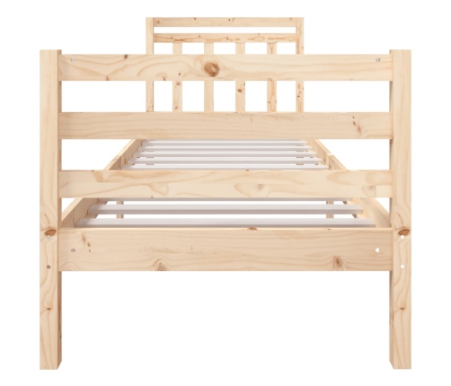 Estructura de cama individual pequeña madera maciza 75x190 cm