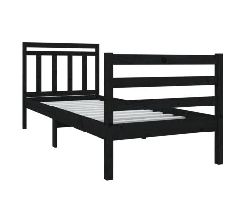 vidaXL Estructura cama madera maciza individual negro 75x190 cm