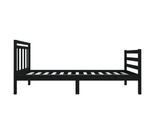 vidaXL Estructura cama madera maciza individual negro 75x190 cm