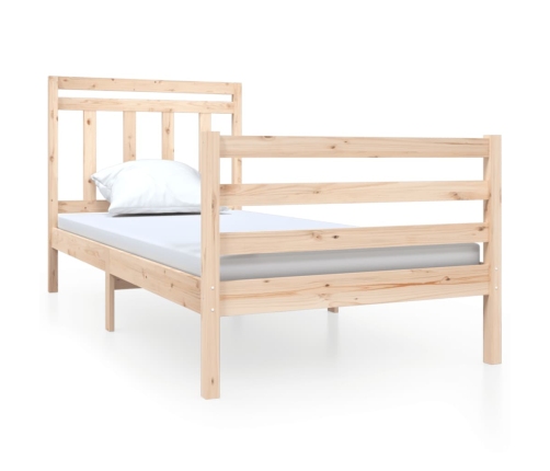 Estructura de cama individual de madera maciza 90x190 cm