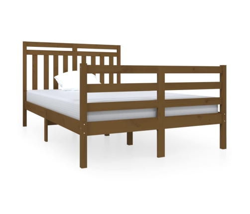 Estructura de cama doble madera maciza marrón miel 120x190 cm