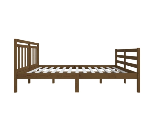 Estructura de cama doble madera maciza marrón miel 120x190 cm